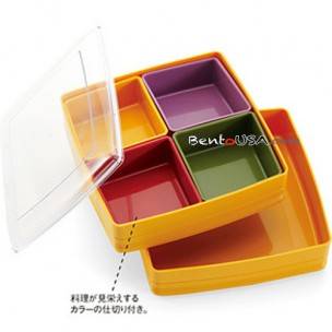 Square 2-tier Bento Lunch Box Food Storage Removable 5 Compartments Large Square 2-tier Bento Lunch Box Food Storage Removable 5 Compartments Large