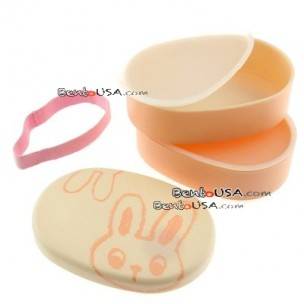 Japanese Bento Box 2 tier Lunch Box with Strap Bunny 