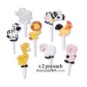 Food Decorating Pick Puffy Pick Animal 16 pcs