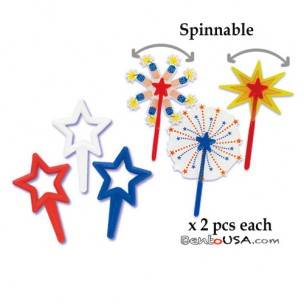 Food Decorating Pick Puffy Star Pick and Spinnable American Star 12 pcs