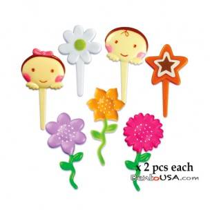 Food Decorating Pick Puffy Pick Baby Flower 14 pcs