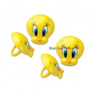 Food Decorating Party Ring Topper Tweety Bird Face 12 pcs Food Decorating Party Ring Topper Tweety Bird Face 12 pcs