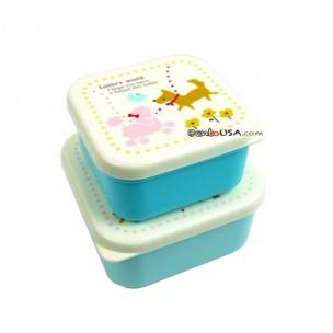 Microwavable Japanese Bento Box Lunch Box set of 2 Mini Dog