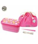 Authentic Japanese Bento Box Lunch Box Designer Set Pink Heart