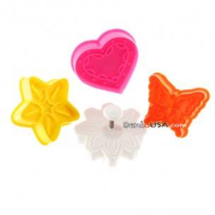 Bento Pastry Cookie Cutter and Stamp set of 4 L Bento Pastry Cookie Cutter and Stamp set of 4 L