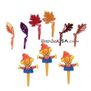 Food Decorating Pick Fall Leave Scarecrow 10 pcs