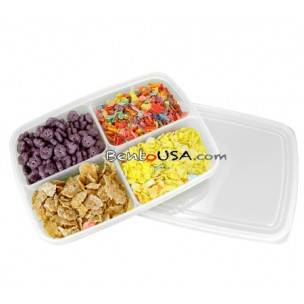 4 Sections Flat Food Storage Bento Lunch Box Small