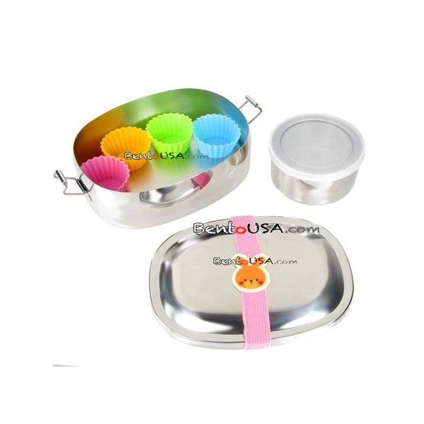 Finest Stainless Steel Bento Lunch Box 2 Containers Deluxe set All