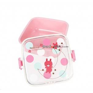 Microwavable Bento Box Snack Container Bear Pink