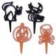 Food Decorating Pick Skull Witch Cat Pumpkin 9 pcs
