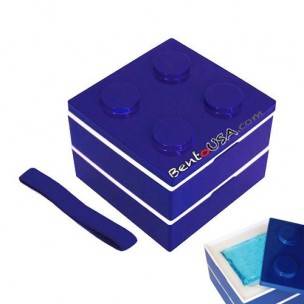 Lacquer Block Bento Lunch Box 2 tier with Cold Gel Pack Blue Lacquer Block Bento Lunch Box 2 tier with Cold Gel Pack Blue