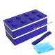 Lacquer Block Bento Lunch Box 2 tier with Chopsticks and Cold Gel Blue