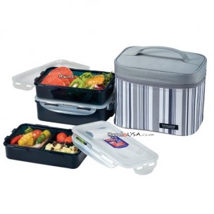 Microwavable Men Lunch Box 3-pcs Set with Insulated Bag Microwavable Men Lunch Box 3-pcs Set with Insulated Bag