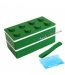 Lacquer Block Bento Lunch Box 2 tier with Chopsticks and Cold Gel Blue