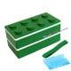 Lacquer Block Bento Lunch Box 2 tier with Chopsticks and Cold Gel Green