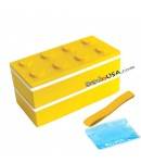 Lacquer Block Bento Lunch Box 2 tier with Chopsticks and Cold Gel Yellow