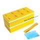Lacquer Block Bento Lunch Box 2 tier with Chopsticks and Cold Gel Yellow