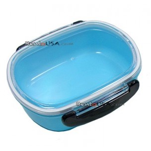 Japanese Microwavable 1 Tier Bento Box Lunch Box Oval Blue 
