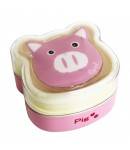 Bento Box 2 tier Lunch Box with Strap Pig Face Cold Pack