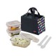 Microwavable Kids Glass Bento Lunch Box Set Spoon Fork