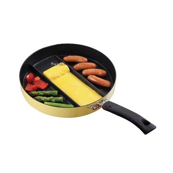 Japanese Triple Fry Pan Non Stick 3 Convenient Sections 9.5 inches