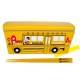 Japanese Microwave Safe 2-tier Slim Bento Box with Chopsticks School Bus 