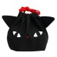 JAPANESE BENTO LUNCH DRAWSTRING BAG WITH EARS - BLACK CAT  