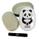 Japanese Bento Box 2 tier Oval Lunch Box with Strap Panda