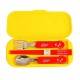 Japanese Bento Fork Spoon Chopsticks and Case 4 in 1 - Nikkyoro Yellow 