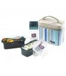 Microwavable Airtight Bento Lunch Box Set Blue Stripe with Bottle Medium