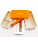 Japanese Bento Box 3 tier Lunch Box with Strap and Chop Orange