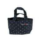 Soft Cloth Drawstring Bento Lunch Bag Pouch Polkadots Blue