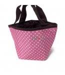 Insulated Drawstring Bento Lunch Bag Polkadots Pink