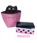 Bento Box Polka Dot Pink with Cold Gel Pack and Insulated Bag