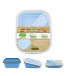 Microwavable Collapsible Silicone Bento Lunch Box -Single- Blue