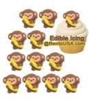 Edible Bento Decoration Make Cute Royal Icing Monkey with Banana 12 pcs