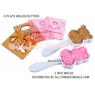 Decorative Bento Rice Mold set with Plate Cutter - Dolls
