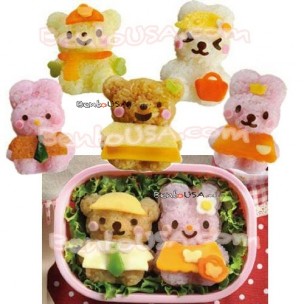 Decorative Bento Rice Mold set with Plate Cutter - Dolls