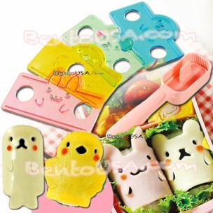 Decorative Bento Plate Cutters 4 Animal and Rice Mold