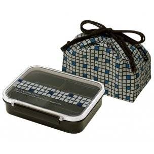 3 Sections Flat Food Storage Bento Lunch Box with Bag Black 3 Sections Flat Food Storage Bento Lunch Box with Bag Black