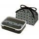 3 Sections Flat Food Storage Bento Lunch Box with Bag Black