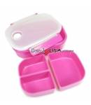 3 Sections Vacuum Bento Lunch Box 800ml Pink