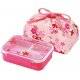 3 Sections Flat Food Storage Bento Lunch Box with Bag Small 550ml Pink Flower
