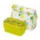 Bento Lunch Box Designer Green Flower 2 Tier Set