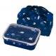 4 Sections Flat Food Bento Lunch Box with Bag Small 550ml Lucky Rabbit Blue