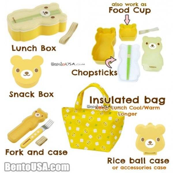 Bear Bento Lunch Box Set With Bag And Cutlery All Things For Sale bear-bento-lunch-box-set-with-bag-and-cutlery-all-things-for-sale