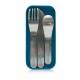 MonBento Bento Cutlery Set Fork Spoon Knife and Case Blue