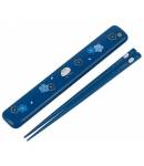 Japanese Lacquered Chopsticks Flower and Bunny Blue