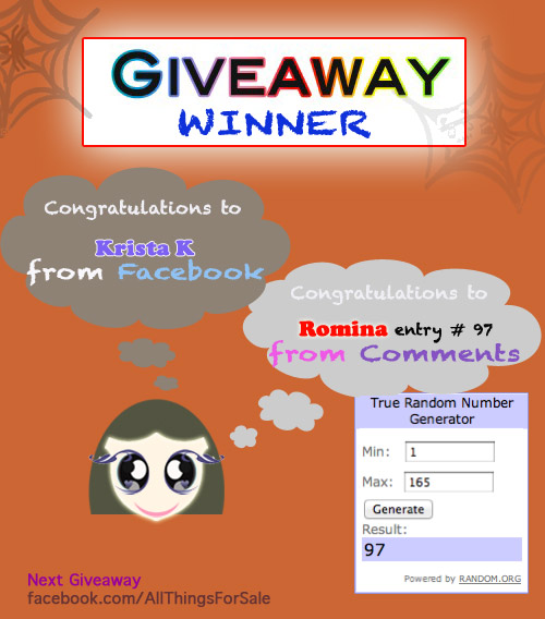 AllThingsForSale Giveaway Winner - Halloween 2011