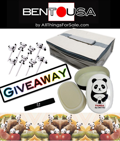 Giveaway - Panda Bento Lunch Box set with Insulated Bag and Pick
